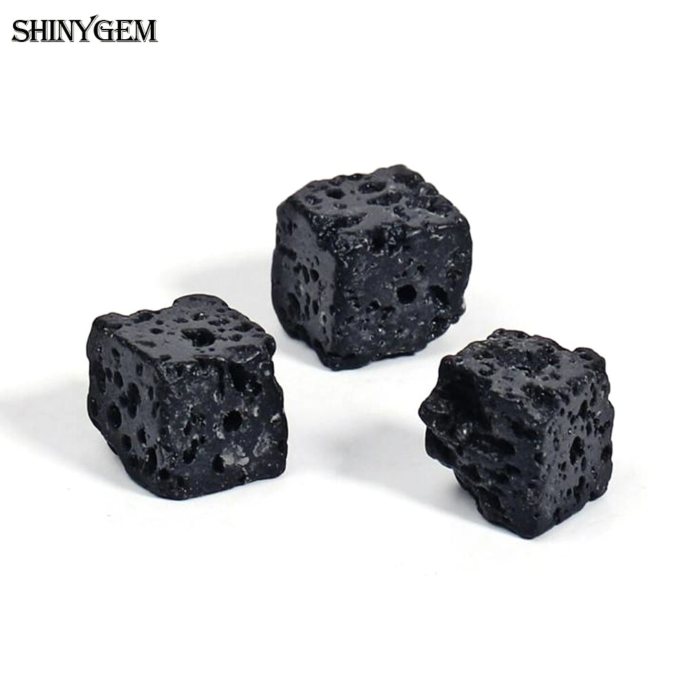 ShinyGem 30pcs 8mm Cube Square Black Natural Lava V..